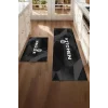 Valerine Life Kitchen Siyah Mutfak Matı Halısı Yıkanır Kaymaz Taban Tezgah Önü Paspası İkili Set