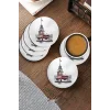 Valerine Life Kız Kulesi Figürlü Yıkanabilir Kaydırmaz Ofis Çay ve Fincan Bardak Altlığı 10x10cm 6 Adet