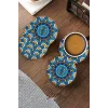 Valerine Life Kutsal Geometri Mandala Desenli Yıkanabilir Kaydırmaz Ofis Çay ve Fincan Bardak Altlığı 10x10cm 6 Adet