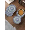Valerine Life Mavi Radyal Çini Desenli Yıkanabilir Kaydırmaz Ofis Çay ve Fincan Bardak Altlığı 10x10cm 6 Adet