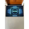 Valerine Life Neon Çip ve Devre Desenli Welcome Kapı Önü Paspası 45x70cm