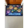 Valerine Life Neon Nilüfer Çiçekleri Welcome Kapı Önü Paspası 45x70cm