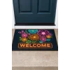 Valerine Life Neon Papatya Çiçekleri Kaymaz Tabanlı Hoş Geldiniz Welcome Kapı Önü Paspası 45x70cm
