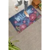 Valerine Life Neon Zambak Çiçekleri Welcome Kapı Önü Paspası 45x70cm