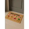 Valerine Life Noel Yılbaşı Kurabiyeleri Kırmızı Kahverengi Welcome Hoş Geldiniz Kapı Önü Paspası 45x70cm