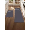 Valerine Life Quiet Life Sakin Yaşam Gri Mutfak Matı Halısı Yıkanır Kaymaz Taban Tezgah Önü Paspası İkili Set