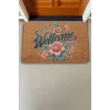 Valerine Life Sarmaşık Pembe Güller Welcome Kapı Önü Paspası 45x70cm