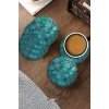 Valerine Life Turkuaz Doğal Taşlar Yıkanabilir Kaymaz Ofis Çay ve Fincan Bardak Altlığı 10x10cm 6 Adet