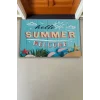 Valerine Life Hello Summer Merhaba Yaz Mavi Renkli Welcome Hoş Geldiniz Kapı Önü Paspası 45x70cm