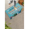 Valerine Life Hello Summer Merhaba Yaz Mavi Renkli Welcome Hoş Geldiniz Kapı Önü Paspası 45x70cm