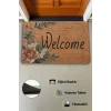 Valerine Life Vintage Kahverengi Zambak ve Kalp Kaymaz Hoş Geldiniz Welcome Kapı Önü Paspası 45x70cm