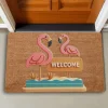 Valerine Life Pembe Flamingo Çifti Welcome Kapı Önü Paspası 45x70cm