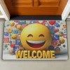 Valerine Life Gülen Surat Emoji Welcome Kapı Önü Paspası 45x70cm