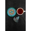 Valerine Life Yeşil Mandala Papatyalı Yıkanabilir Kaydırmaz Ofis Çay ve Fincan Bardak Altlığı 10x10cm 6 Adet