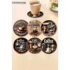 Valerine Life Ev Ofis Çay Fincan Bardak Altlığı 10x10cm Yıkanabilir Kaymaz 6lı Deri Coaster Seti