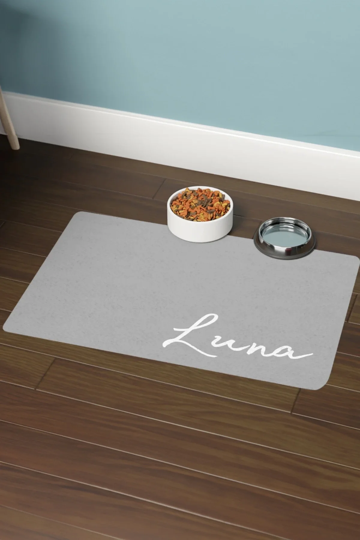 MAtGo Pati Hayvana isme Özel Fotoğraflı Beslenme Matı Kaymaz Sıvı Geçirmez Kedi Köpek Mama Paspası 50x70cm