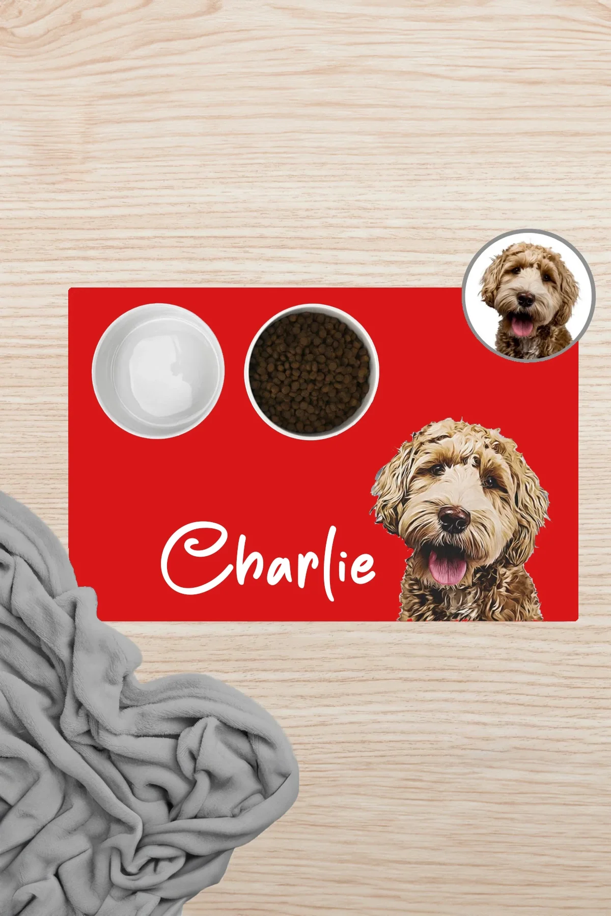 MAtGo Pati Hayvana isme Özel Fotoğraflı Beslenme Matı Kaymaz Sıvı Geçirmez Kedi Köpek Mama Paspası 50x70cm