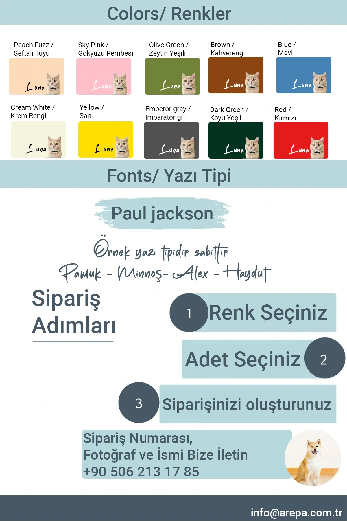 MAtGo Pati Hayvana isme Özel Fotoğraflı Beslenme Matı Kaymaz Sıvı Geçirmez Kedi Köpek Mama Paspası 50x70cm