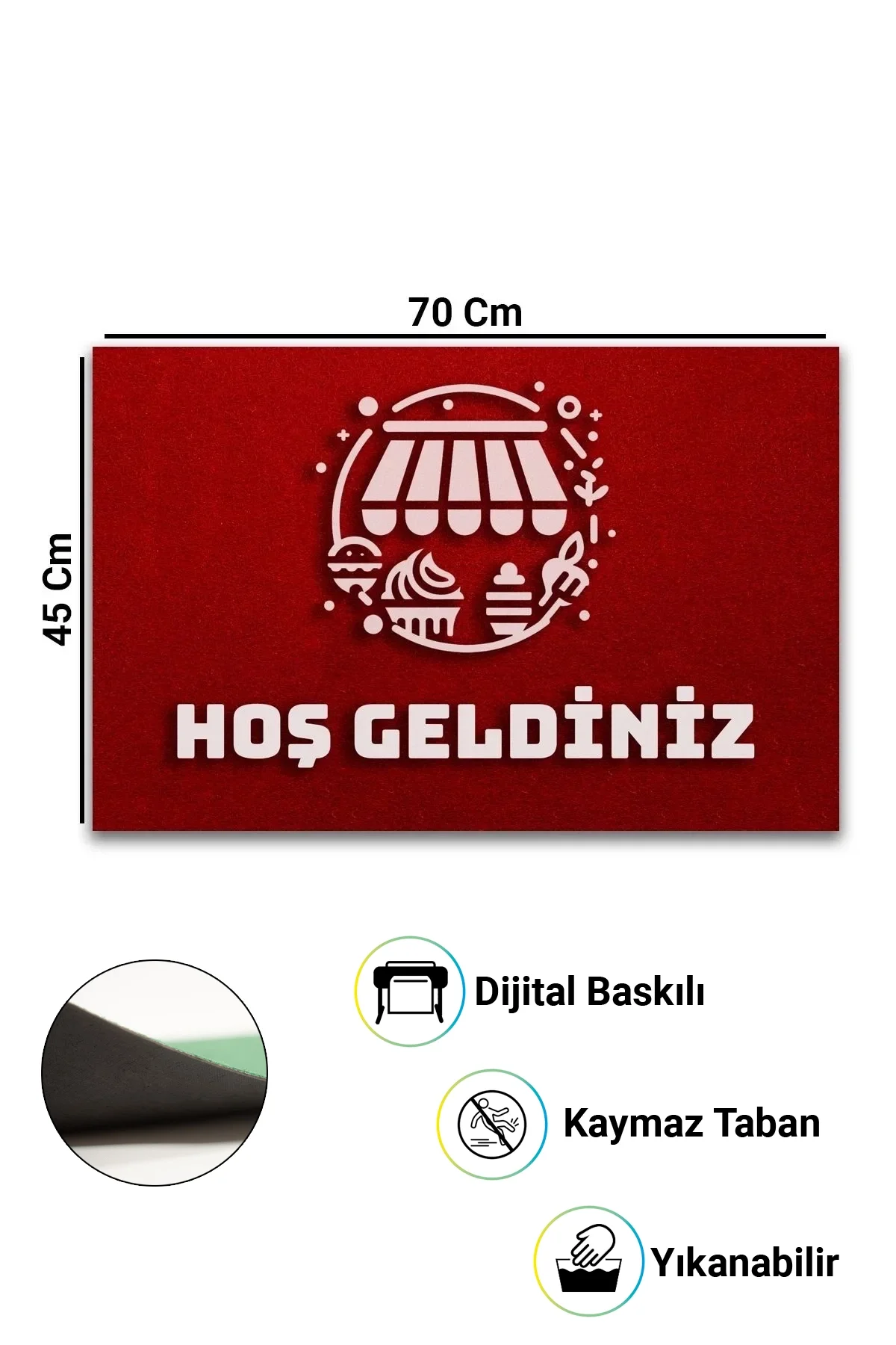 Valerine Life Pastahane Pastacı Mercan Kırmızı Hoş Geldiniz Ev Ofis İşyeri Kapı Önü Paspası 45x70cm