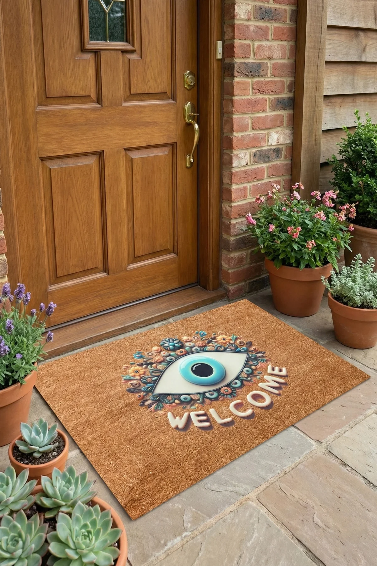 Valerine Life Aman Göz Değmesin Nazar Boncuğu Welcome Kapı Önü Paspası 45x70cm