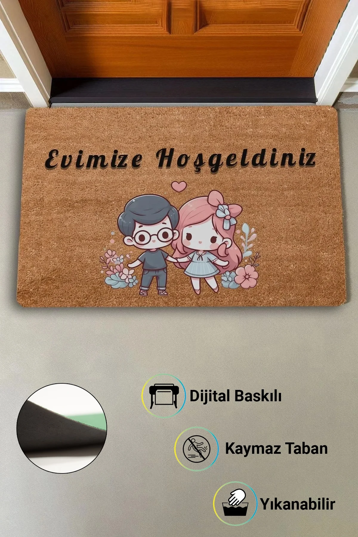 Valerine Life Sevimli Aile Evimize Hoş Geldiniz Ev Ofis İş Yeri Kapı Önü Paspası 45x70cm