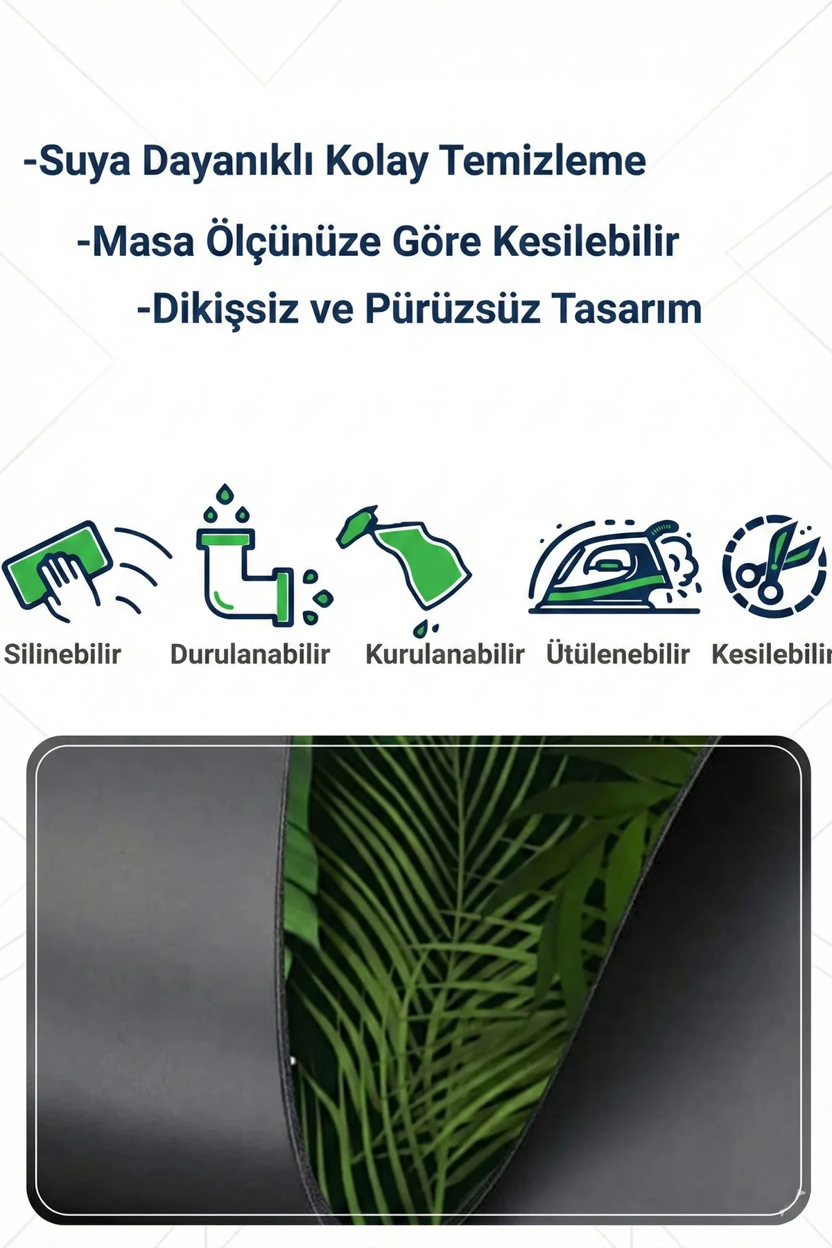 SonicTouch Deri Masa Matı Pürüzsüz Yüzey Silinebilir Kaymaz Pad Gamer Ev Ofis Sessiz Düzenli Çalışma Alanı