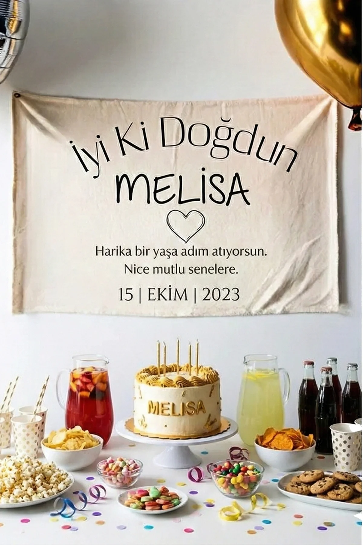 Promix Go Kişiye İsme Özel Doğum Günü Duvar Örtüsü Happy Birthday Duvar Halısı Flama Afişi Premium Kumaş Mat