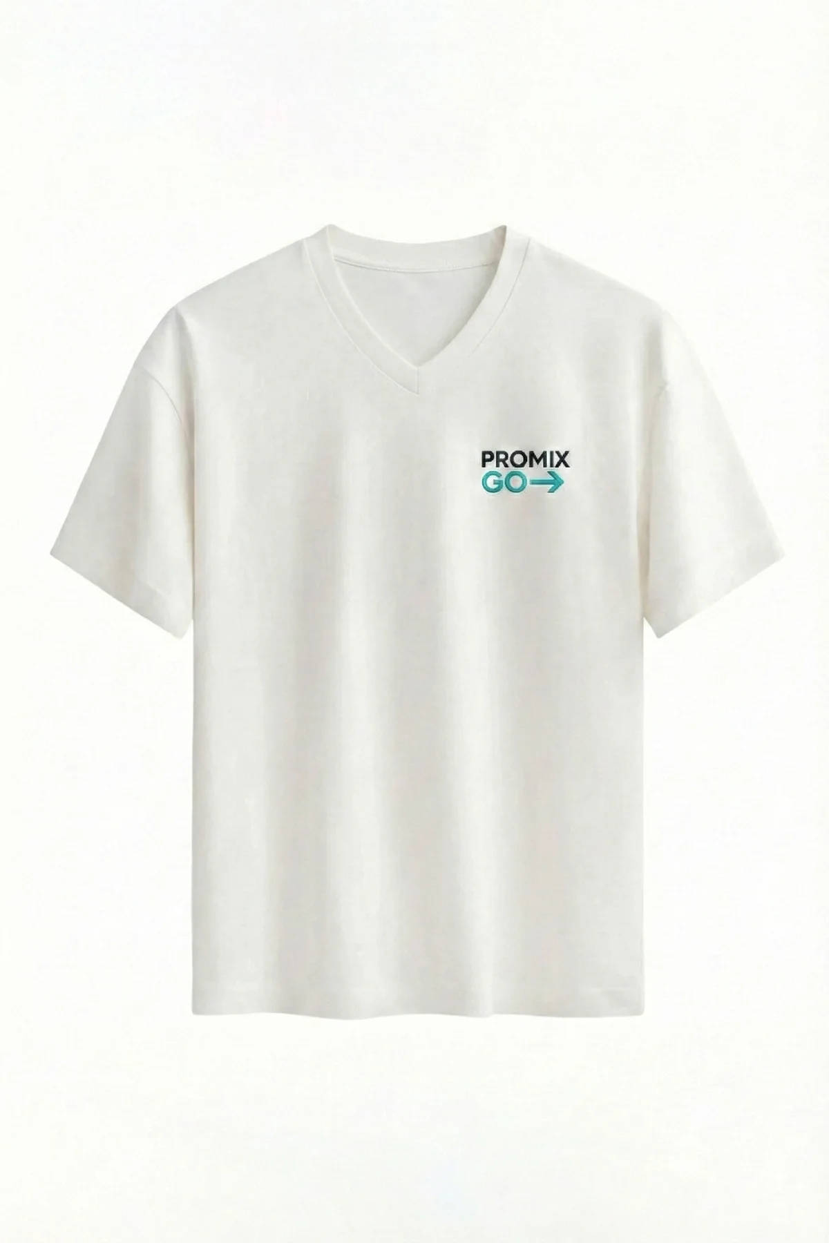 Promix Go Unisex T-Shirt V Yaka Kısa Kol Kişiye İsme Özel Tasarım Private Label New Design