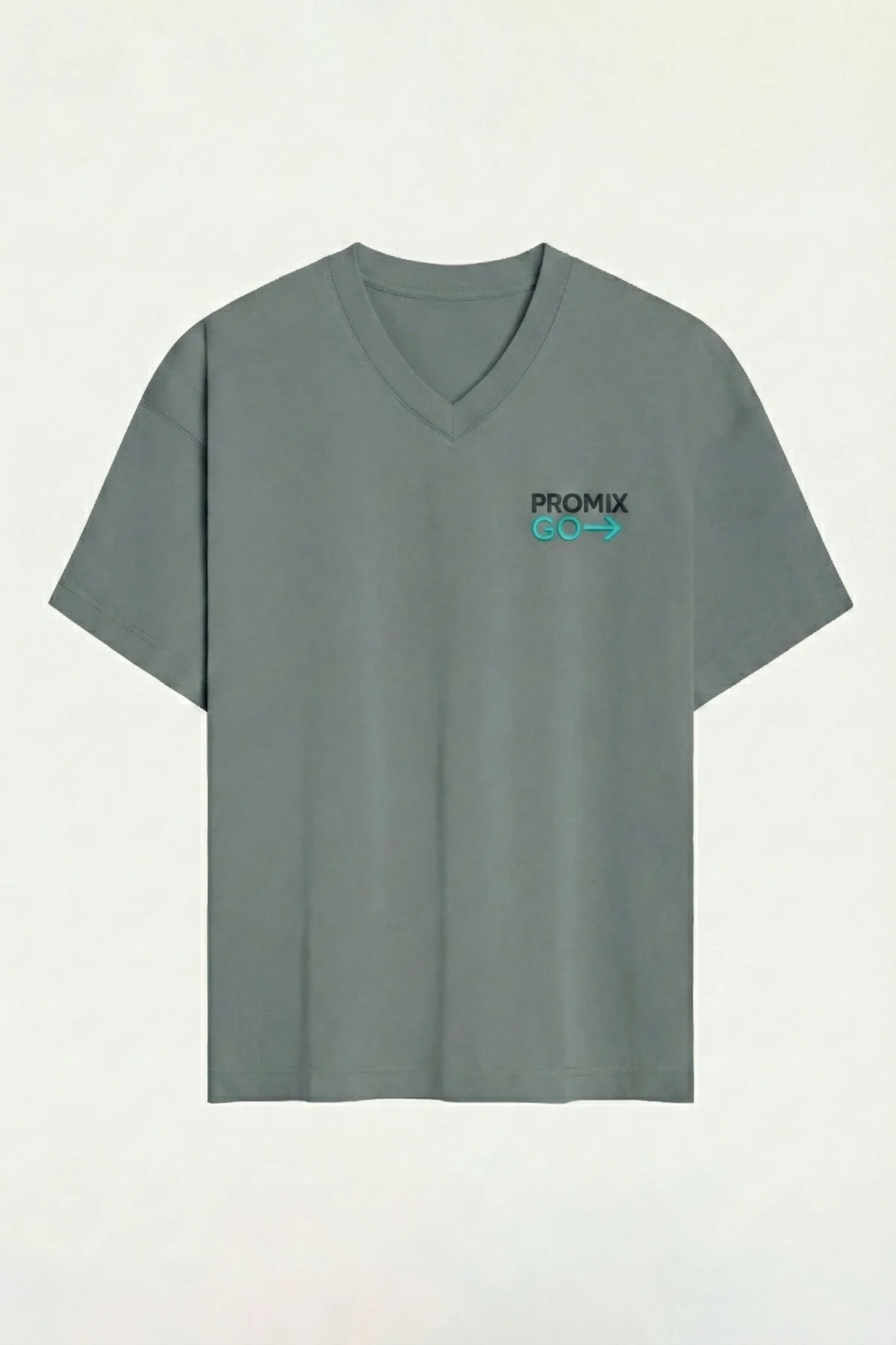 Promix Go Unisex T-Shirt V Yaka Kısa Kol Kişiye İsme Özel Tasarım Private Label New Design