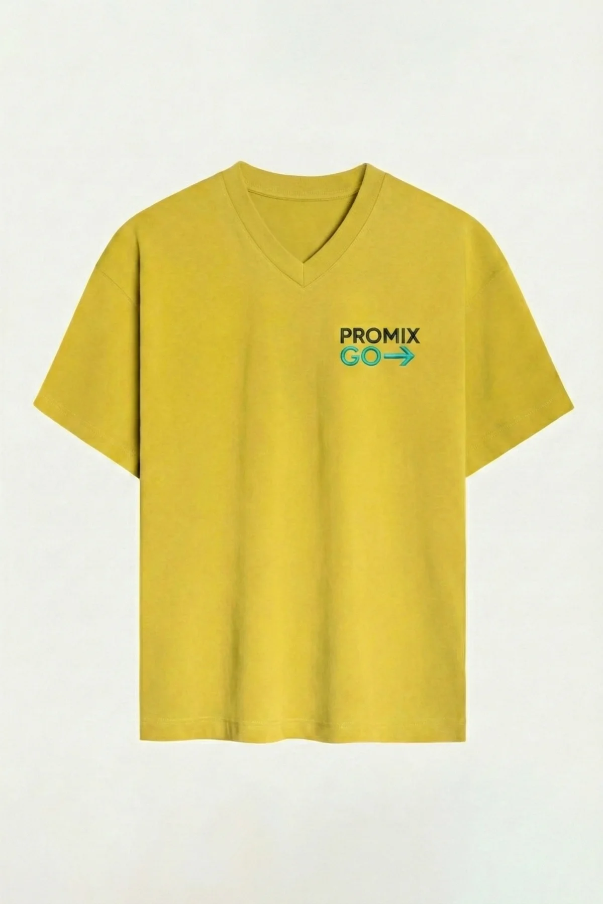 Promix Go Unisex T-Shirt V Yaka Kısa Kol Kişiye İsme Özel Tasarım Private Label New Design