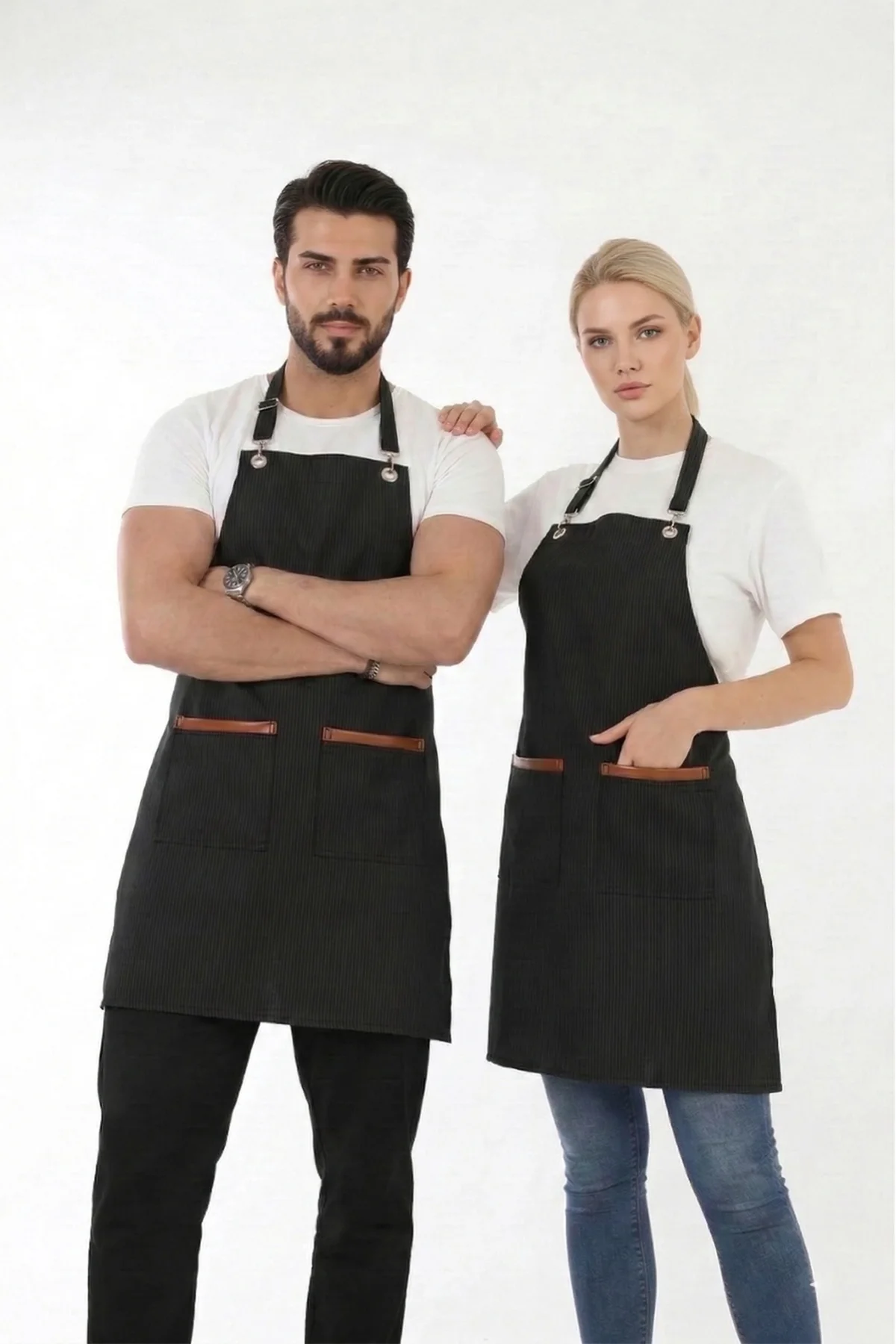 Hawk Era Önlük Şef Garson Restaurant Kafe Aşçı Mutfak Barista Kuaför Siyah iş Önlüğü İki Cepli