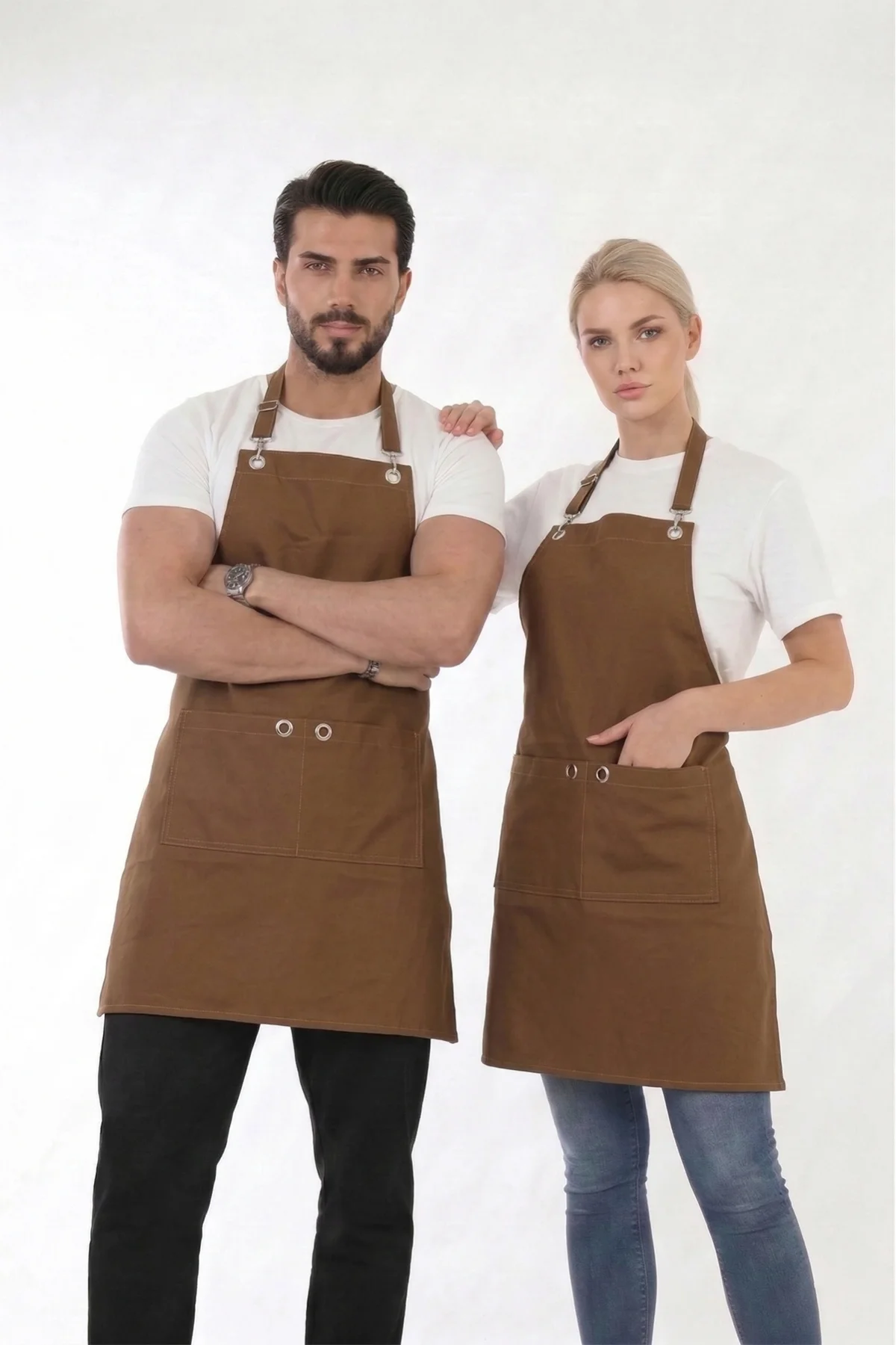 Hawk Era Önlük Şef Garson Restaurant Kafe Aşçı Mutfak Barista Kuaför Deri iş Önlüğü İki Cepli