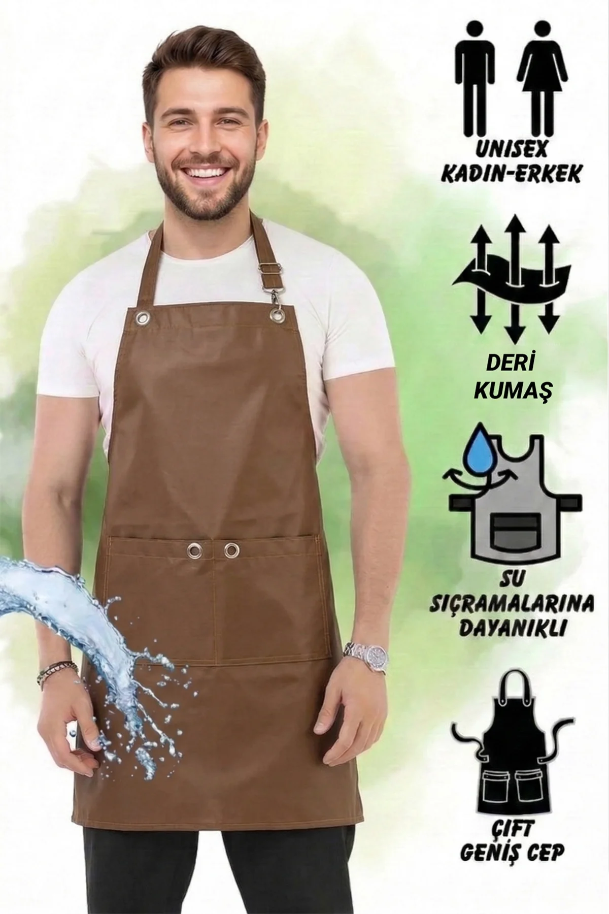 Hawk Era Önlük Şef Garson Restaurant Kafe Aşçı Mutfak Barista Kuaför Deri iş Önlüğü İki Cepli