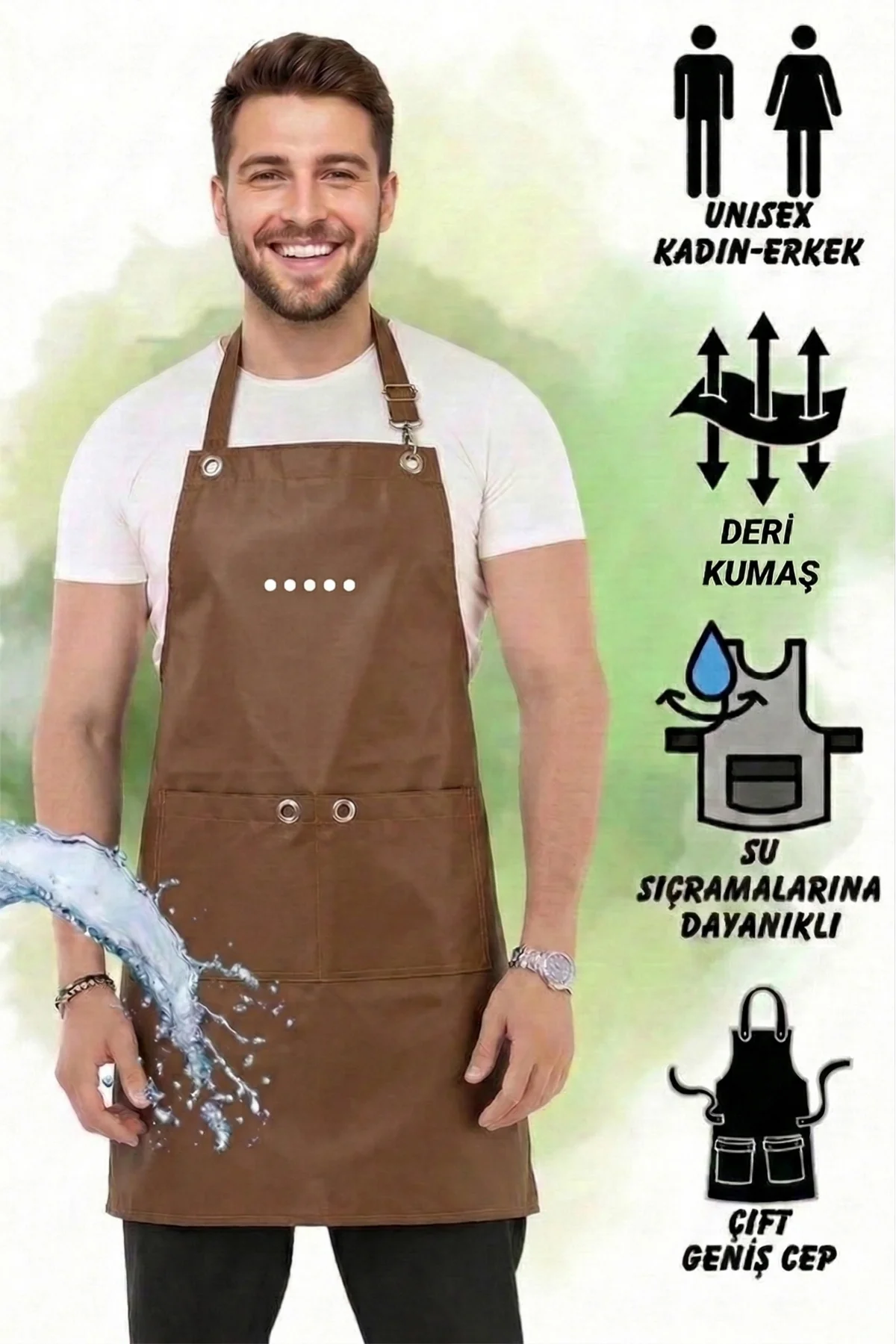 Hawk Era Önlük Kişiye İsme Firmaya Özel Şef Garson Restaurant Kafe Aşçı Mutfak Barista Kuaför Deri iş Önlüğü