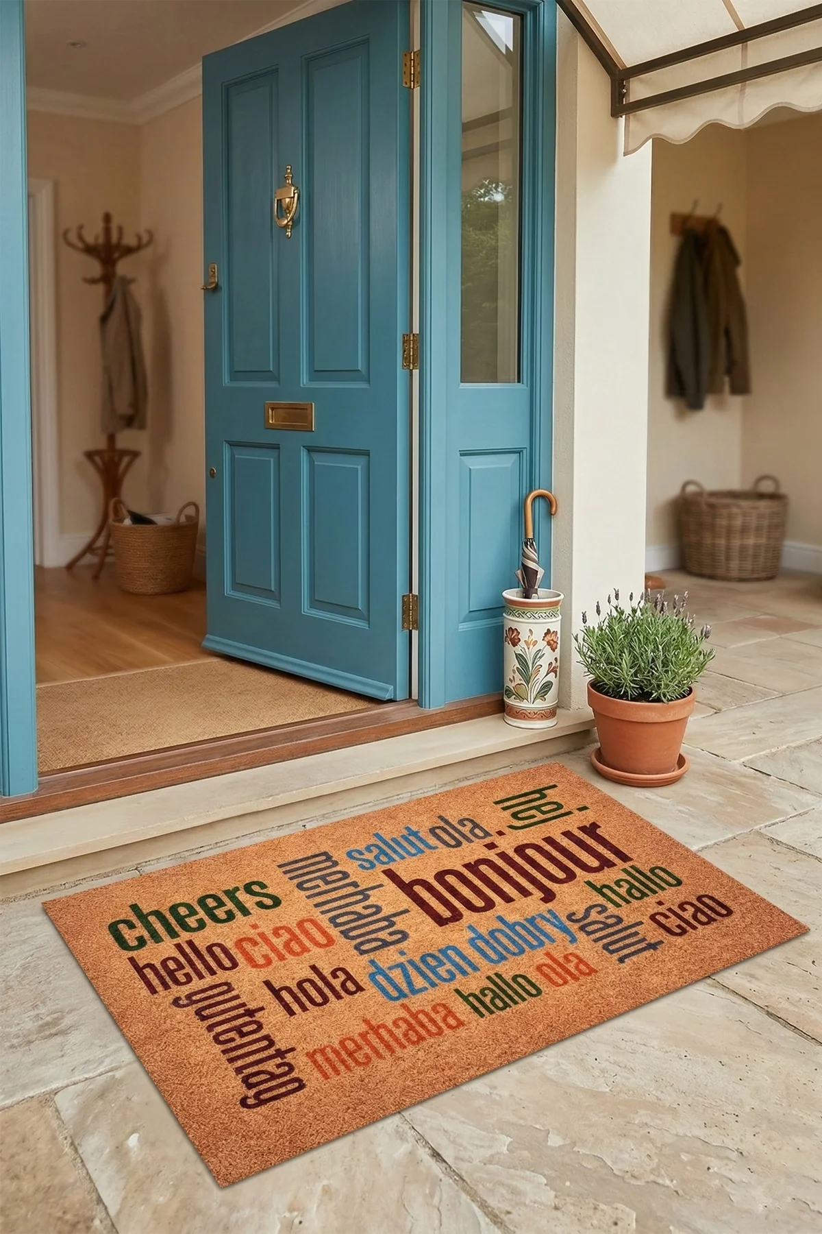 Valerine Life Farklı Dillerde Merhaba Yazılı Hoşgeldiniz işyeri Ev Ofis Kapı Önü Dış Paspası 45x70cm