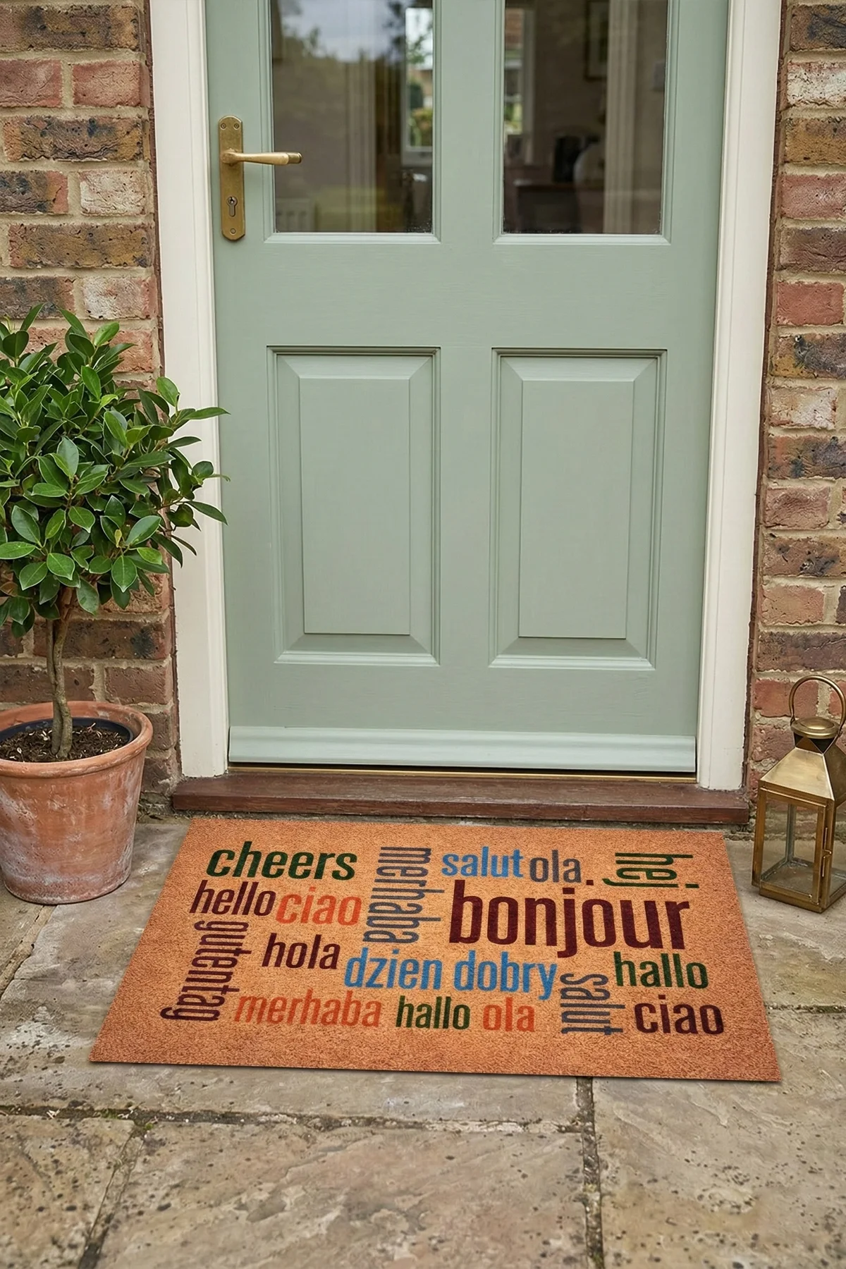 Valerine Life Farklı Dillerde Merhaba Yazılı Hoşgeldiniz işyeri Ev Ofis Kapı Önü Dış Paspası 45x70cm