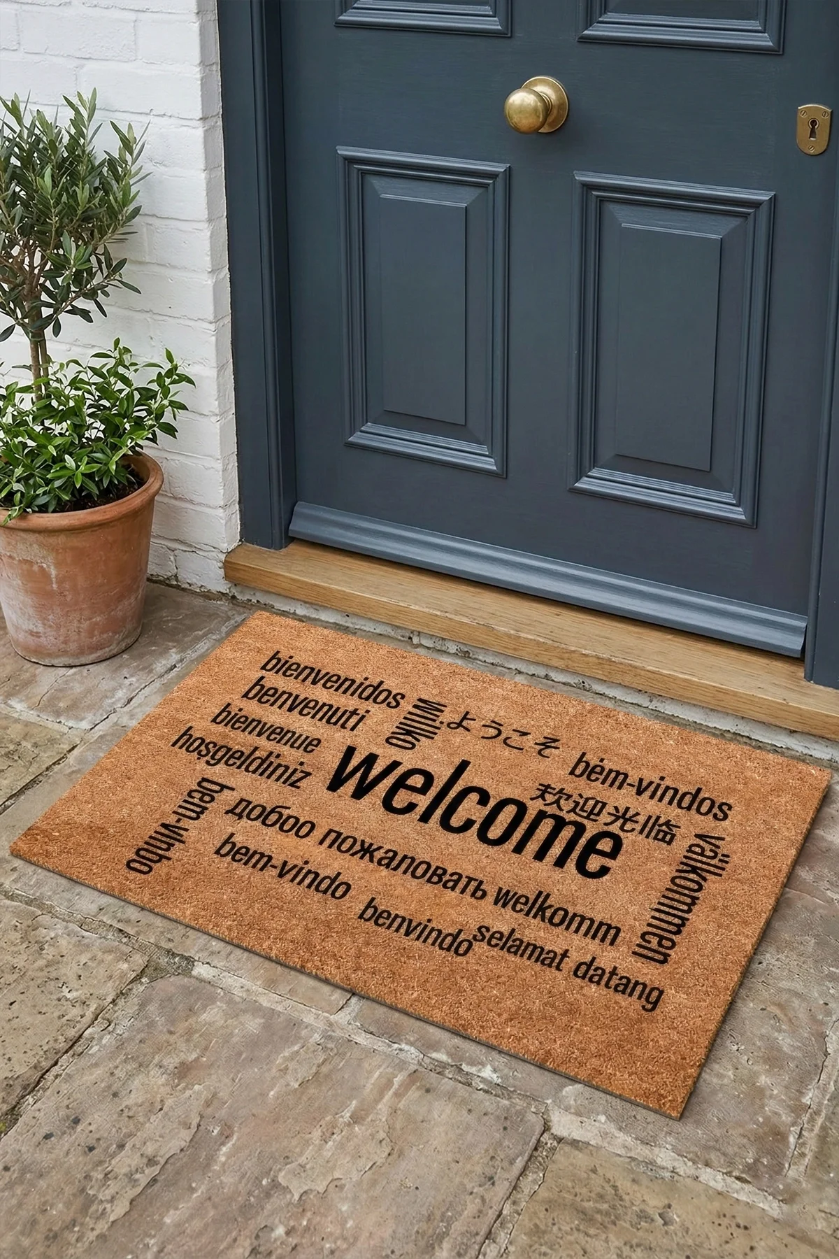 Valerine Life Farklı Dillerde Hoşgeldiniz Yazılı işyeri Ev Ofis Kapı Önü Dış Paspası 45x70cm