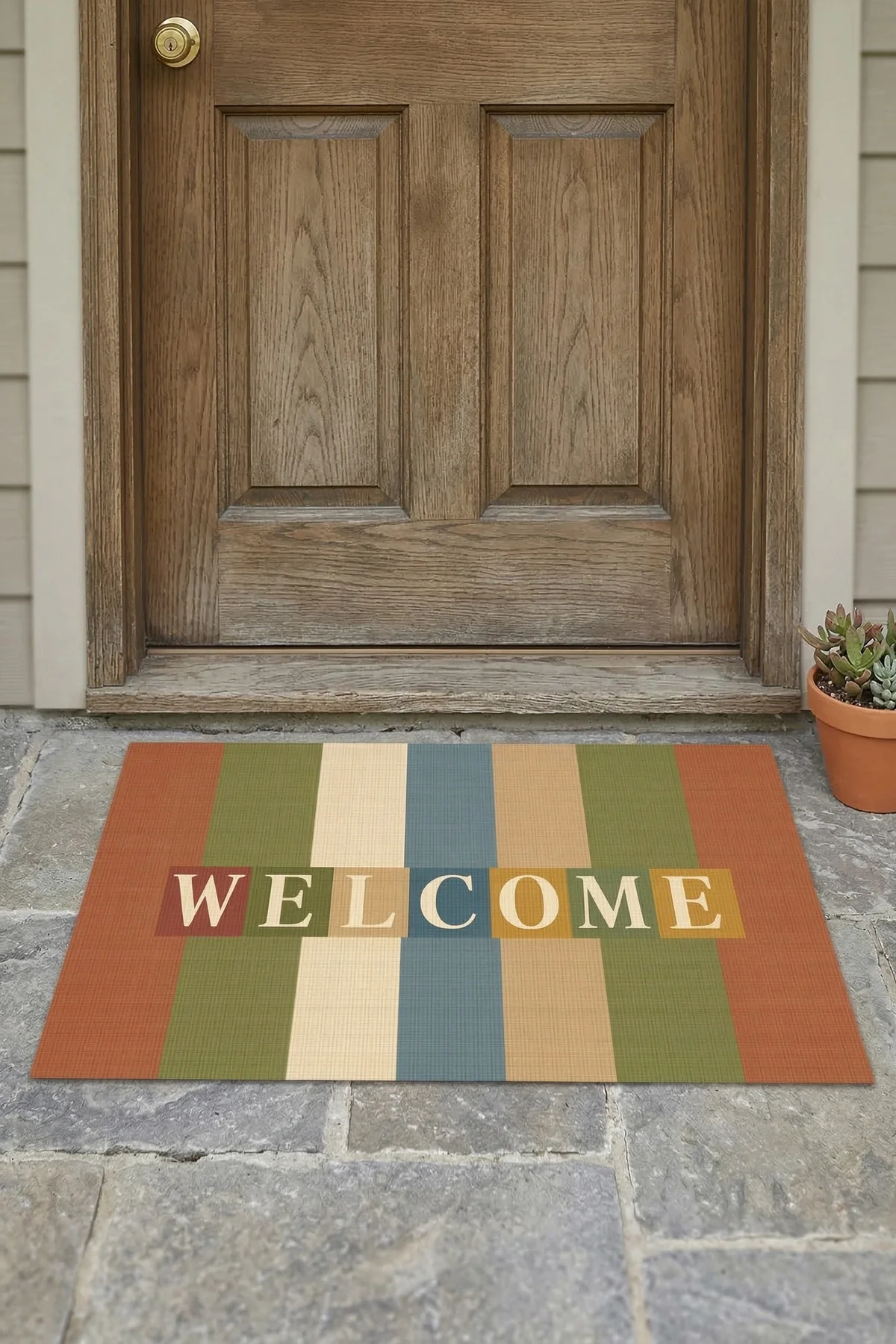 Valerine Life Retro WELCOME Dijital Baskılı Ev Ofis İşyeri Kapı Önü Dış Paspası 45x70cm