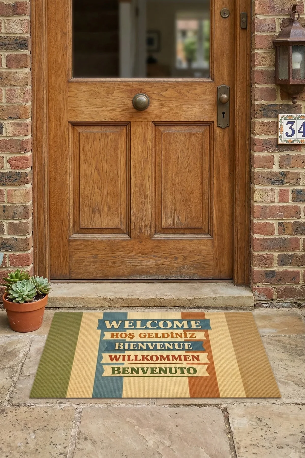 Valerine Life Dünyanın Farklı Dillerinde Hoşgeldiniz işyeri Ev Ofis Kapı Önü Dış Paspası 45x70cm