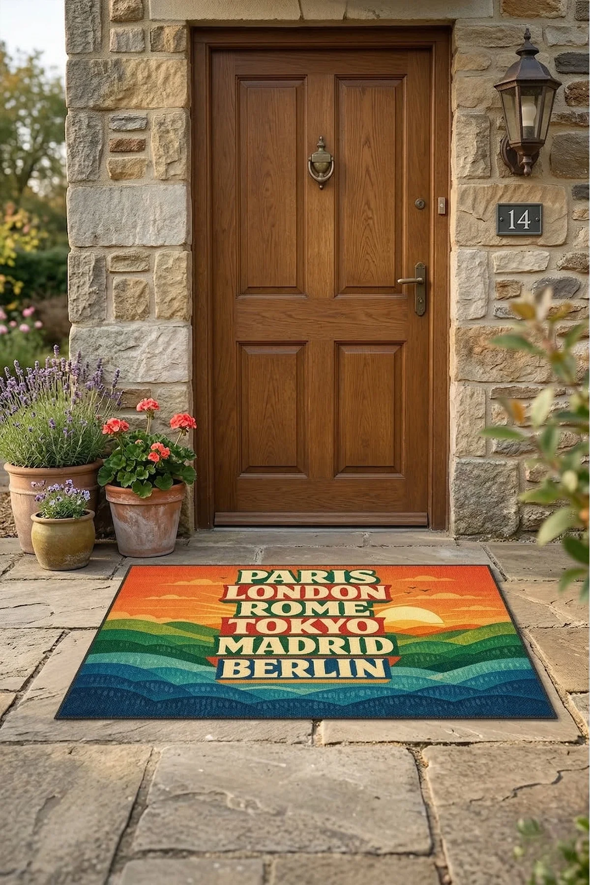 Valerine Life Retro Dünya Başkentleri Dijital Baskılı Ev Ofis işyeri Dış Kapı Önü Paspası 45x70cm