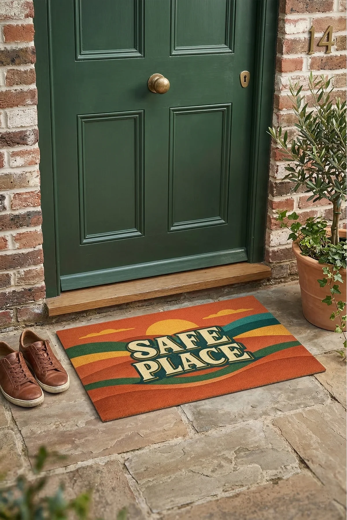 Valerine Life SAFE PLACE Vintage Sunset Dijital Baskılı Ev Ofis işyeri Dış Kapı Önü Paspası 45x70cm