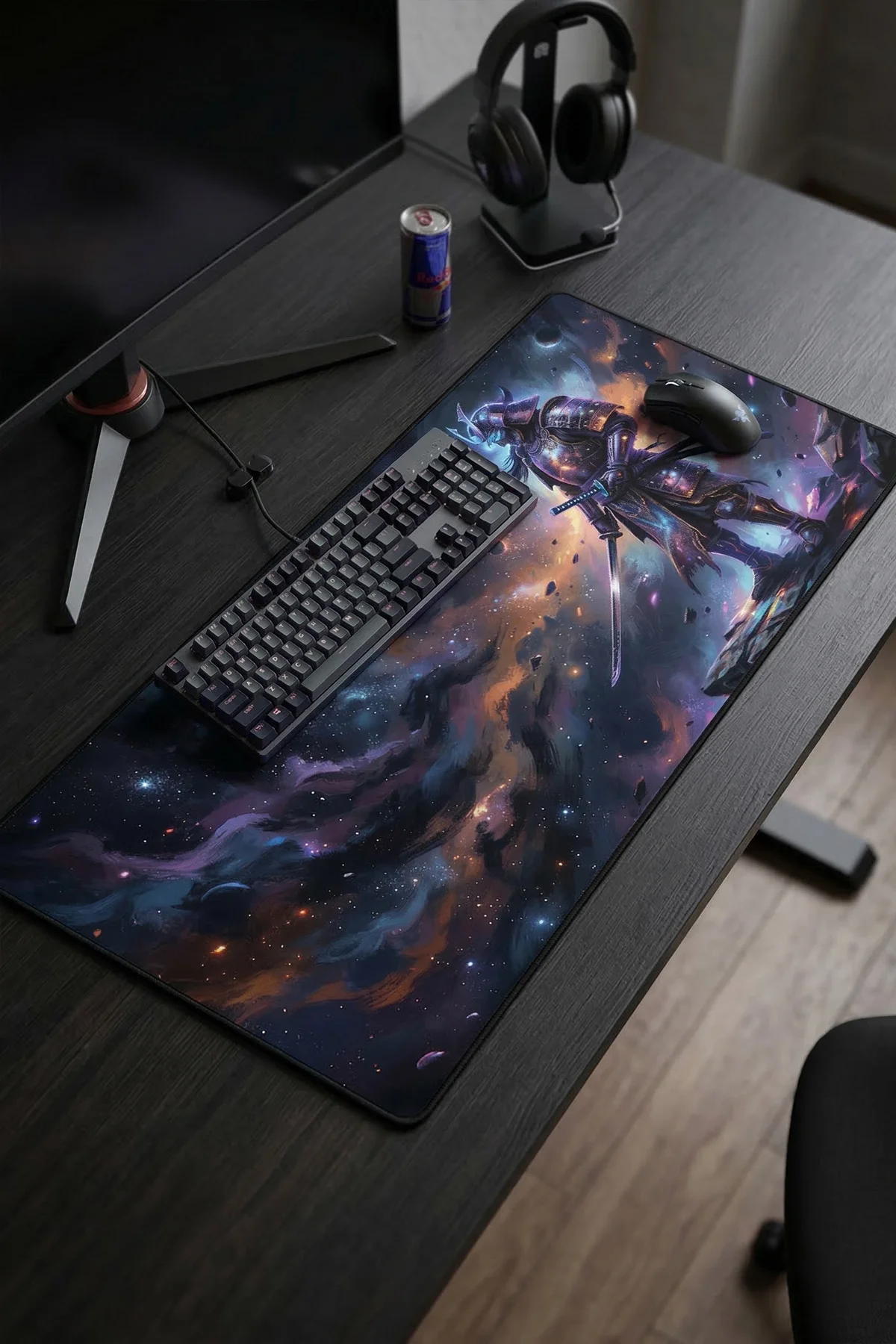 SonicTouch Evren Savaşçısı Samuray Dikişsiz Pürüzsüz Sıvı Geçirmez XXL Gamer Klavye Mousepad 40x90cm