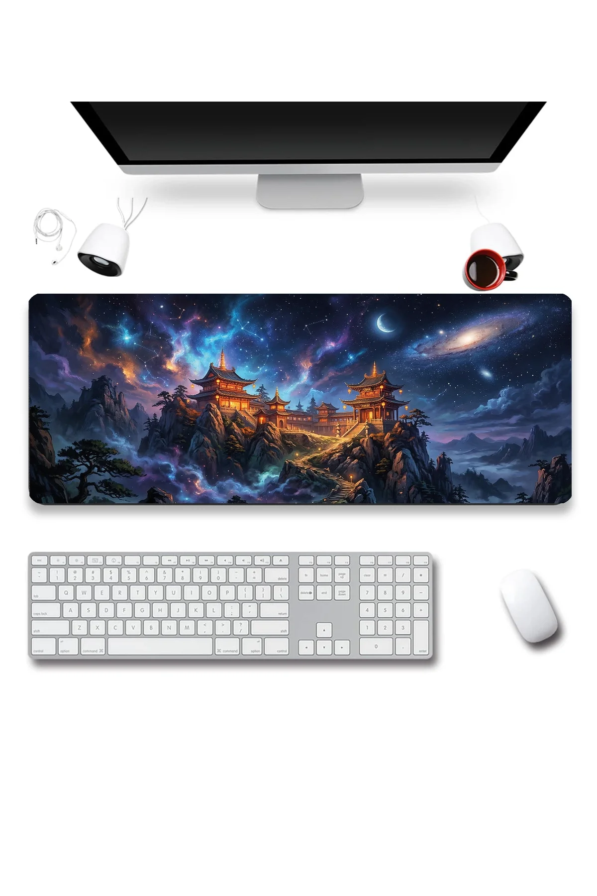 SonicTouch Kozmik Çin Tapınağı Dikişsiz Pürüzsüz Sıvı Geçirmez XXL Gamer Klavye Mousepad 40x90cm