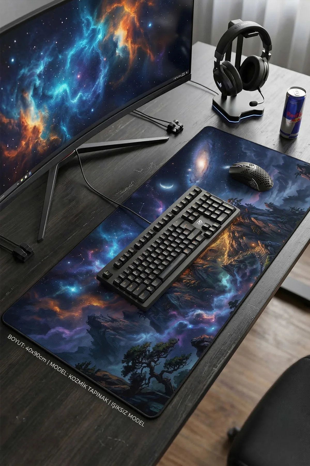 SonicTouch Kozmik Çin Tapınağı Dikişsiz Pürüzsüz Sıvı Geçirmez XXL Gamer Klavye Mousepad 40x90cm