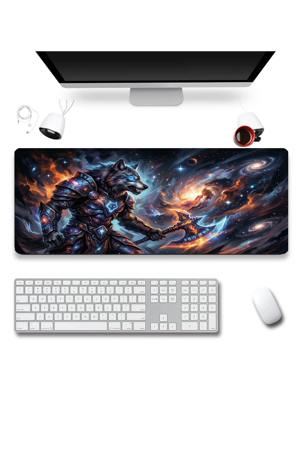 SonicTouch Kurt Savaşçı Siyah Dikişsiz Pürüzsüz Sıvı Geçirmez XXL Gamer Klavye Mousepad 40x90cm