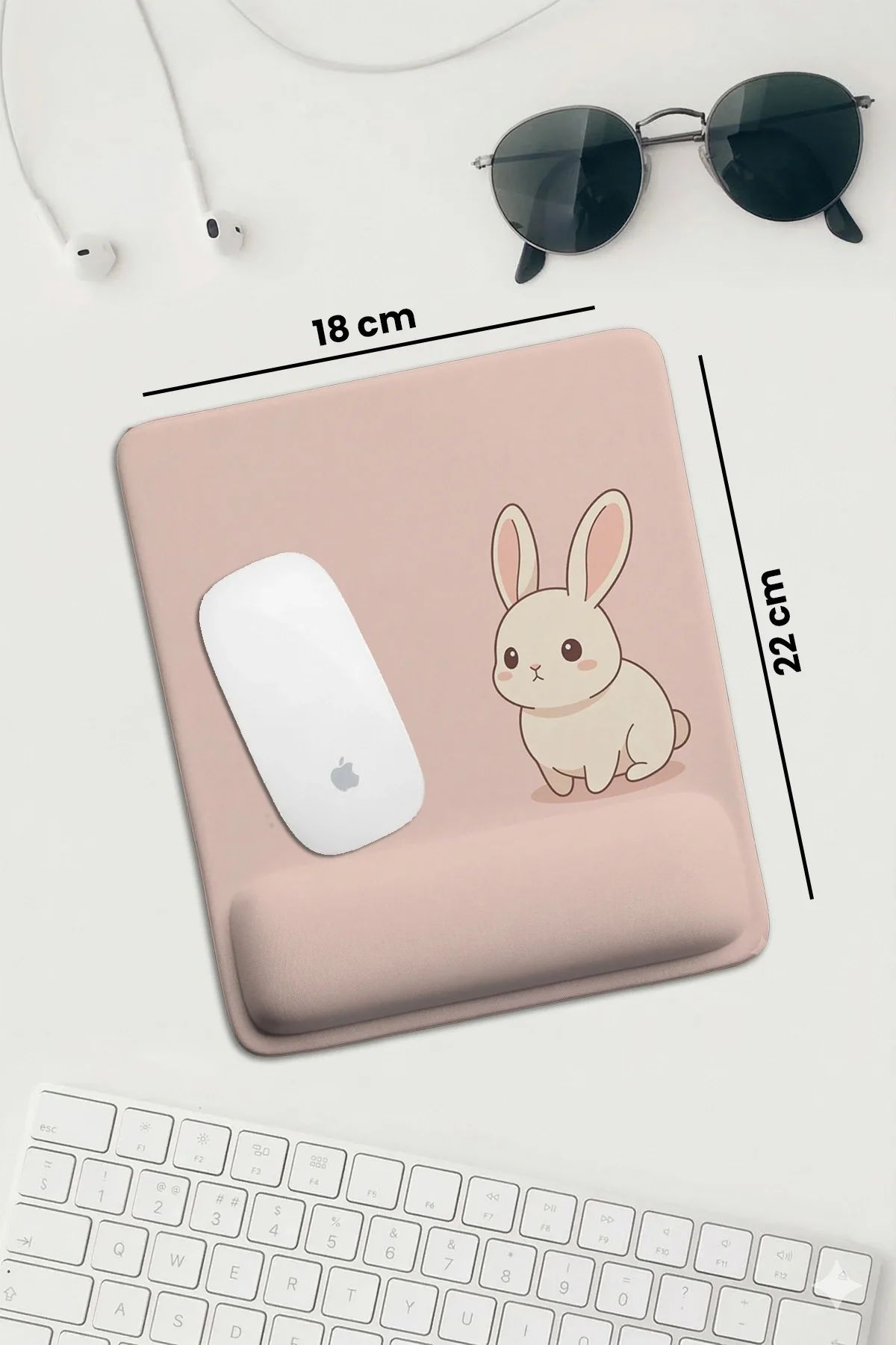 SonicTouch Pembe Bilek Sevimli Yavru Taşvanım Dikdörtgen Pürüzsüz Yüzey Ergonomik Mouse Pad 18x22cm