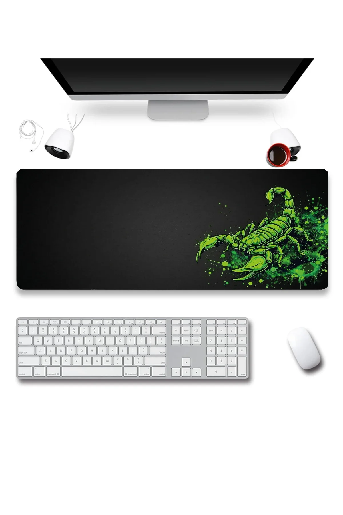 SonicTouch Neon Yeşili Akrep Kusursuz Hassasiyet Dikişsiz Xxl Gamer Oyuncu Klavye Mouse Pad 40x90Cm