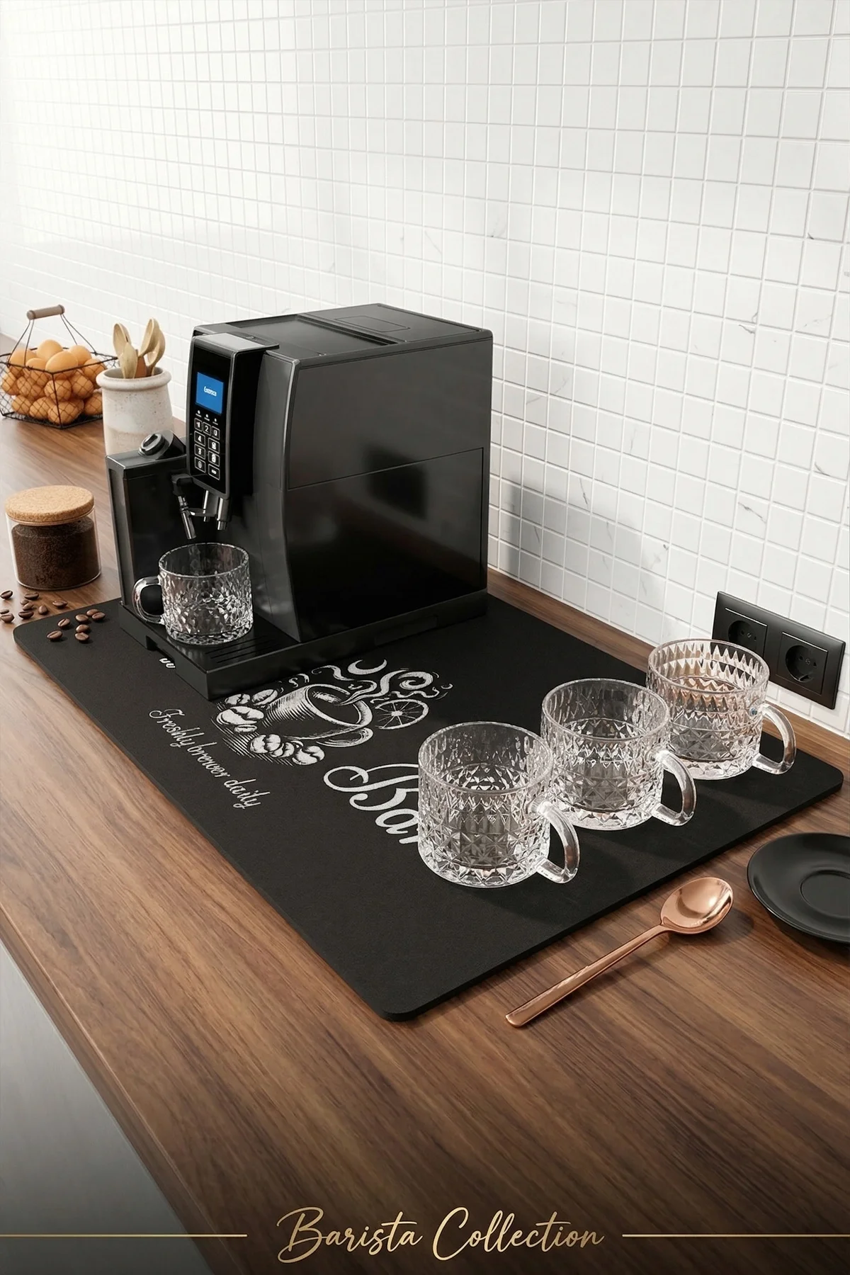 Valerine Life Barista Matı Sıvı Geçirmez Büyük Boy XXL Kahve Barı Espresso Kahve Makinesi Pad 40x90cm 27241224