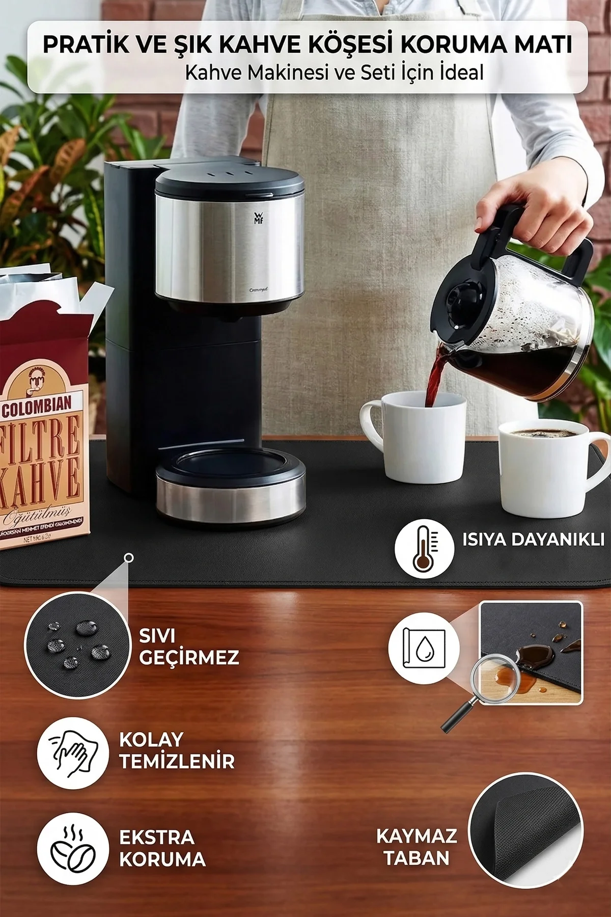 Valerine Life Barista Matı Sıvı Geçirmez Büyük Boy XXL Kahve Barı Espresso Kahve Makinesi Pad 40x90cm 27241224