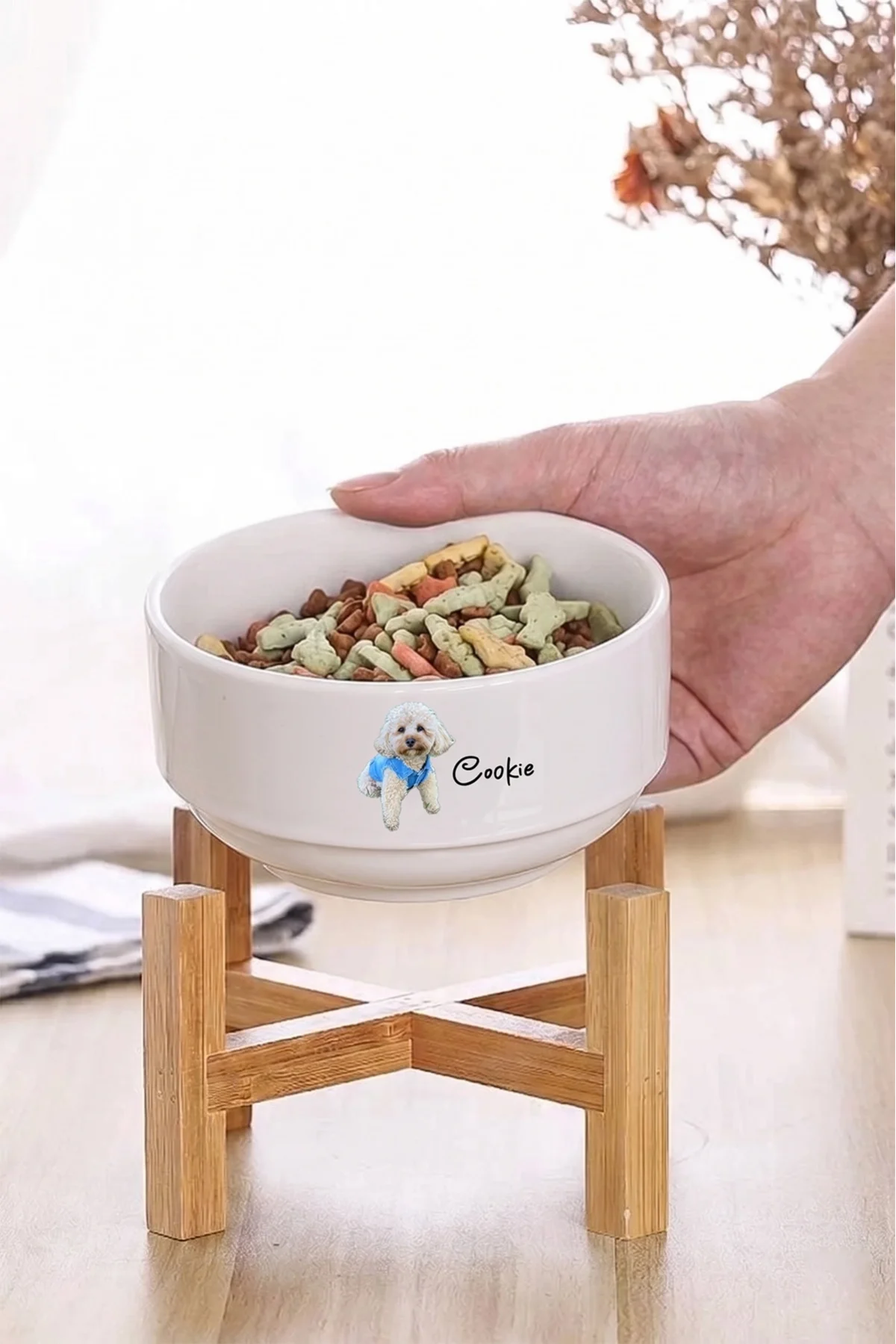 MAtGo Pati Kedi Köpek Beslenme Mama Su Kabı 500Ml Evcil Hayvana Özel Fotoğraflı isimli Seramik Kase 2 Adet